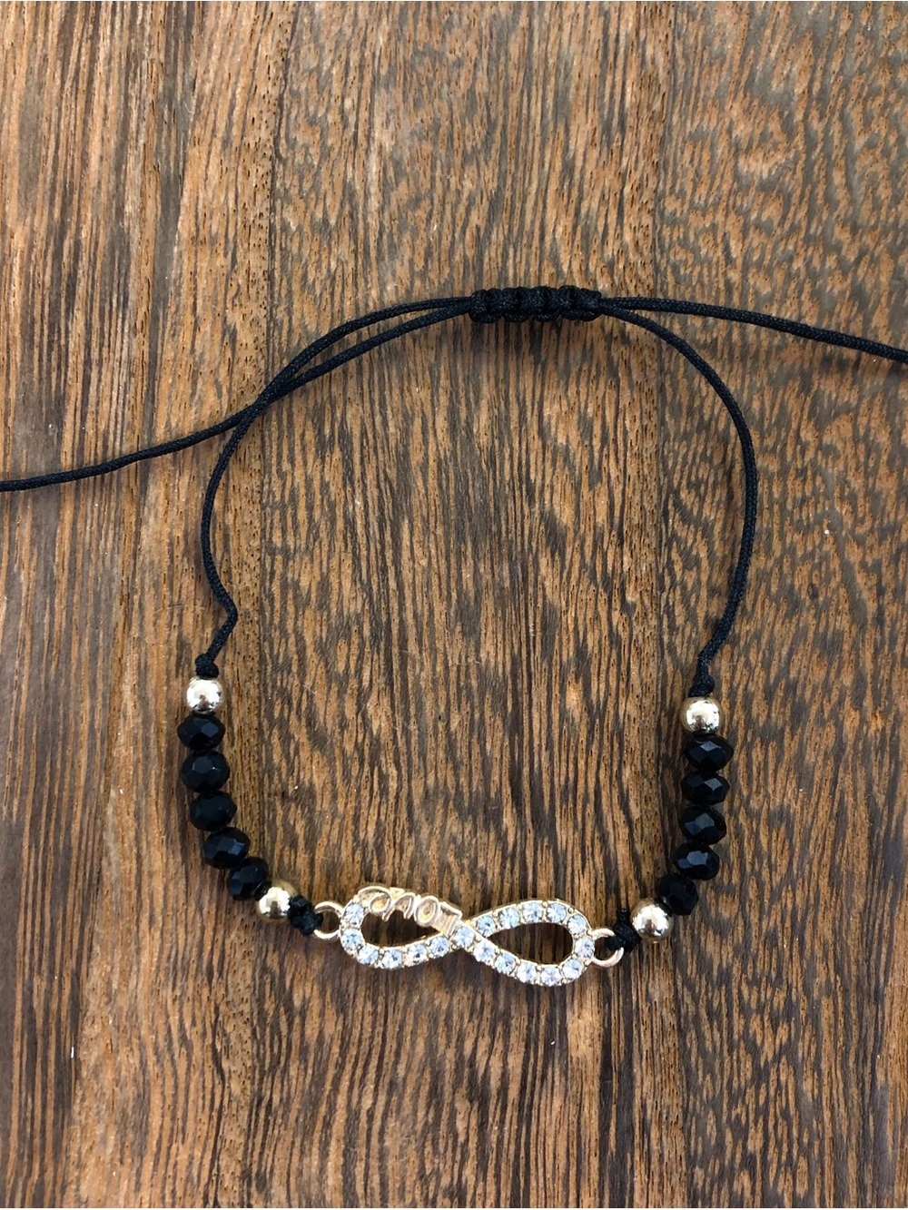 Bracelets | Adjustable Hexagon Beaded Bracelet Black Infinity